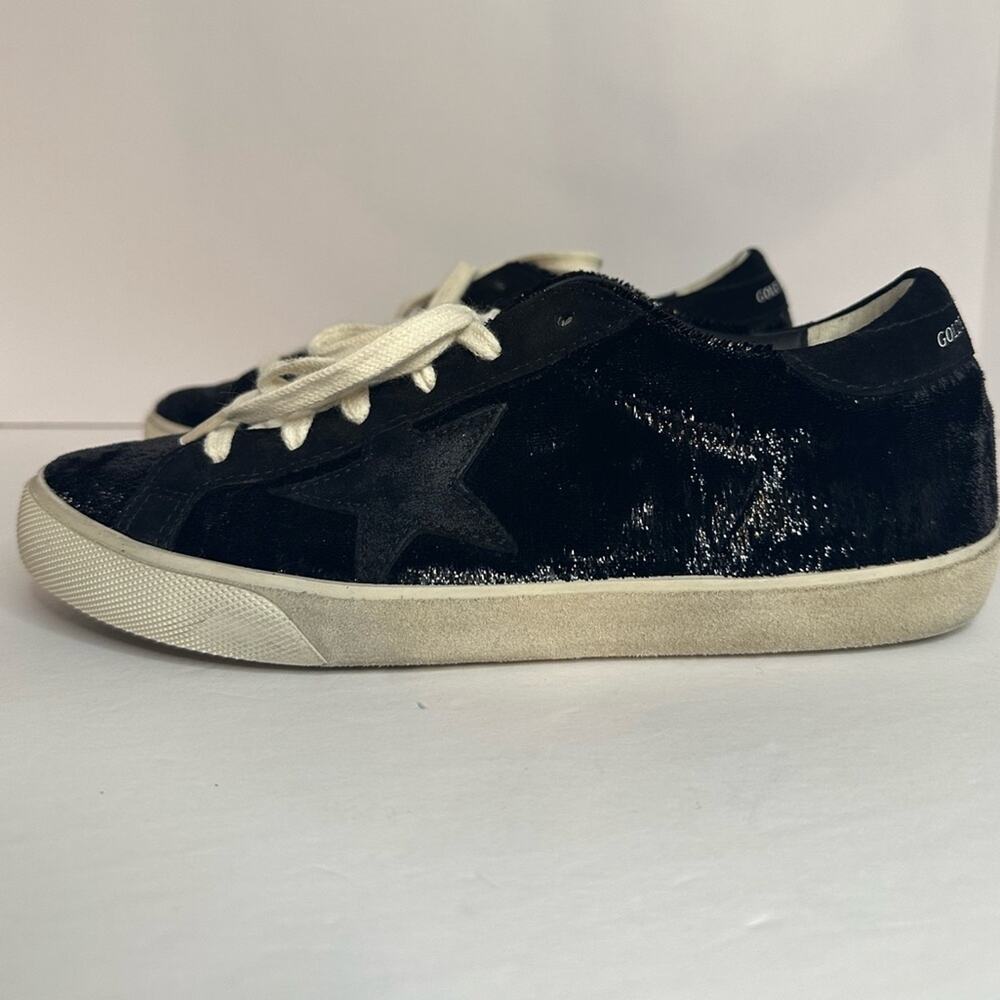 authentic Golden Goose Super Star Sneakers EU 38 US 8 black velvet & suede star - Picture 14 of 14